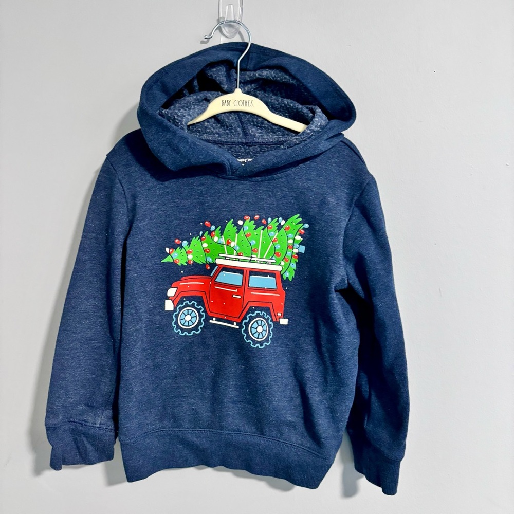 Christmas Tree Jumping Beans Navy Hoodie with Red Truck